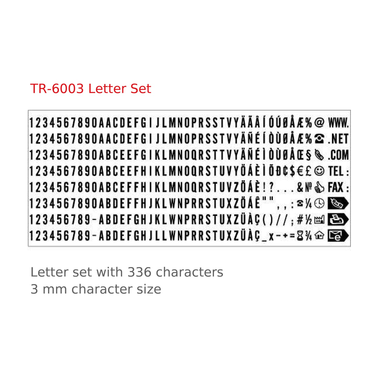 TR-6003 Letter Set in Trodat Printy TR-4913 TYPO DIY Stamp Set