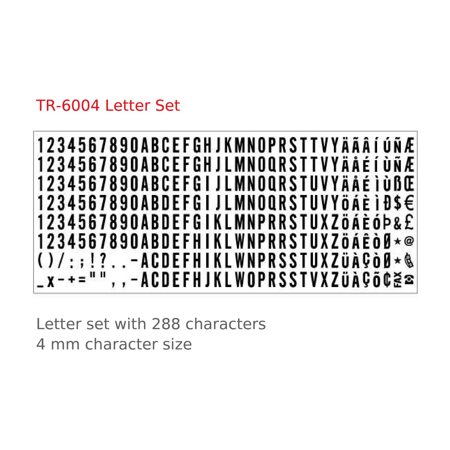 TR-6004 Letter Set in Trodat Printy TR-4913 TYPO DIY Stamp Set