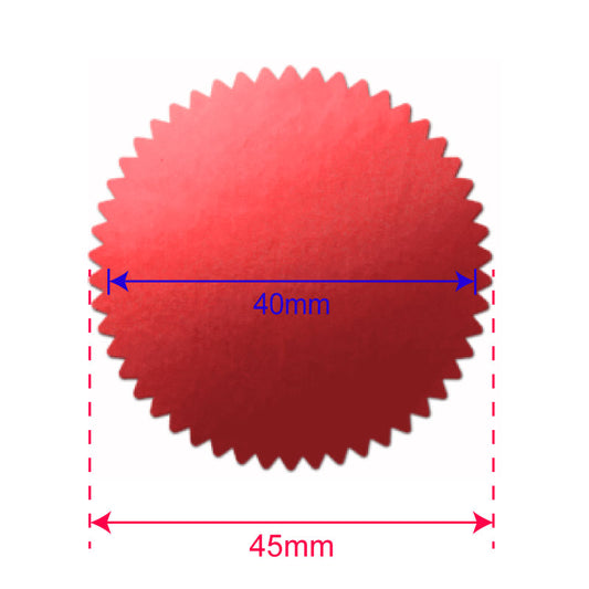 45mm embossed seal stickers in red
