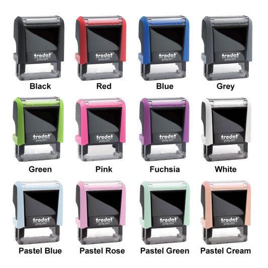 Collection of Trodat 4911 stamps in various colors