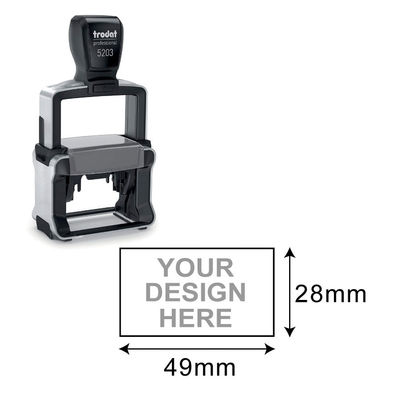 Trodat Professional TR-5203 Heavy-Duty Stamp (28 x 49 mm) - A robust and durable heavy-duty stamp designed for professional use with a rectangular 28 x 49 mm impression area.