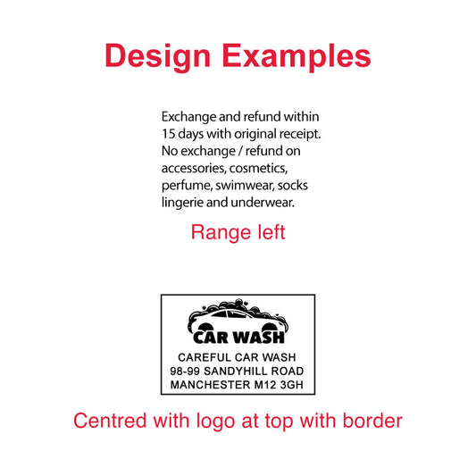 TR-5203 Heavy-Duty Stamp Impressions - Explore a variety of precise and clear design examples made by this rectangular 28 x 49 mm heavy-duty stamp, showcasing its durability and professional design.