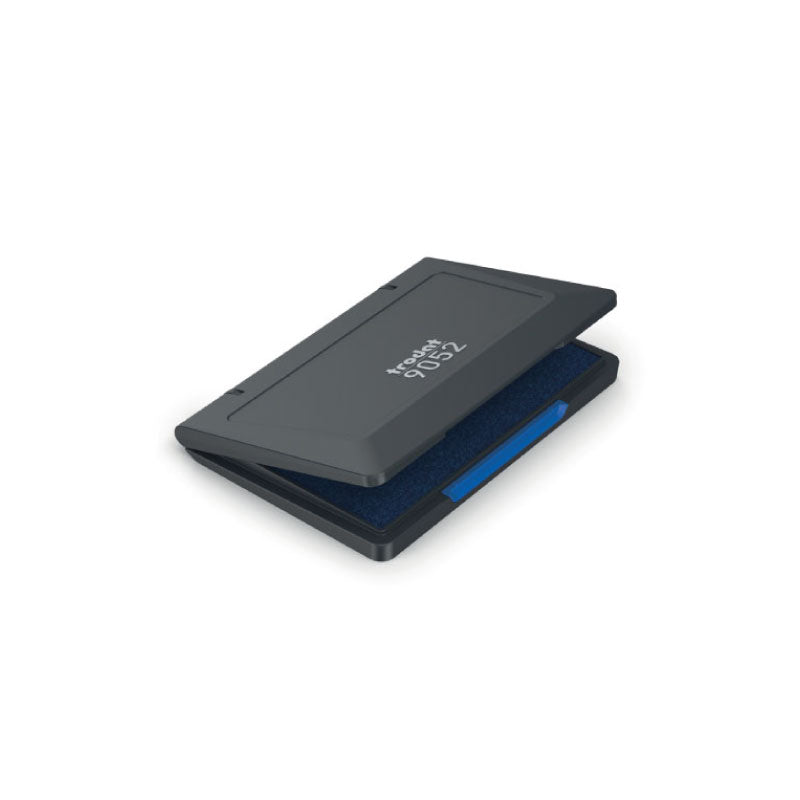 Trodat 9052 ink pad open showing inked felt surface