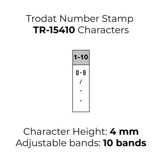 Trodat TR-15410 Number Rubber Stamp - 4mm Characters, 10 Bands