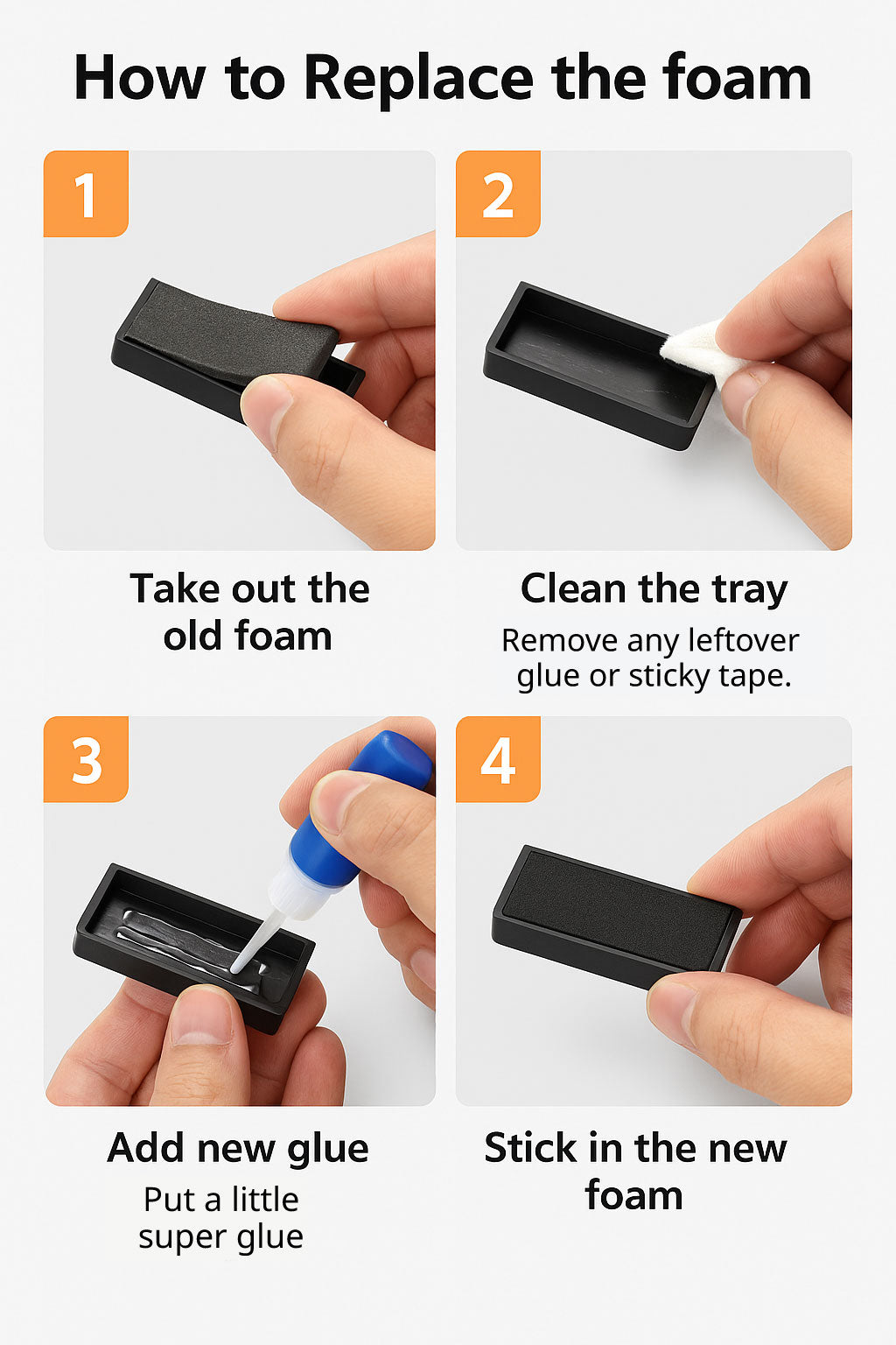 Self-inking stamp pad foam replacement – 4 easy steps with visual guide
