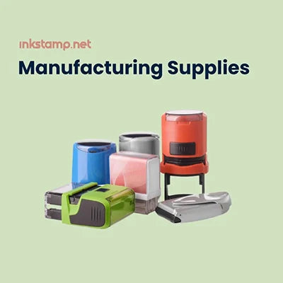 Stamp manufacturing supplies including stamp bodies, accessories, and production materials