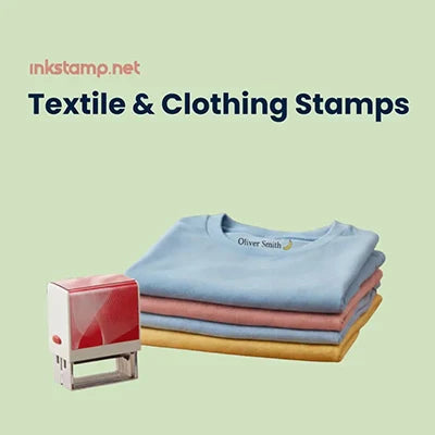 Custom textile and clothing stamp for labeling shirts, school uniforms, and fabric items