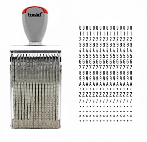 Trodat Number + Letters Rubber Stamp - 3mm, 16 Adjustable Bands