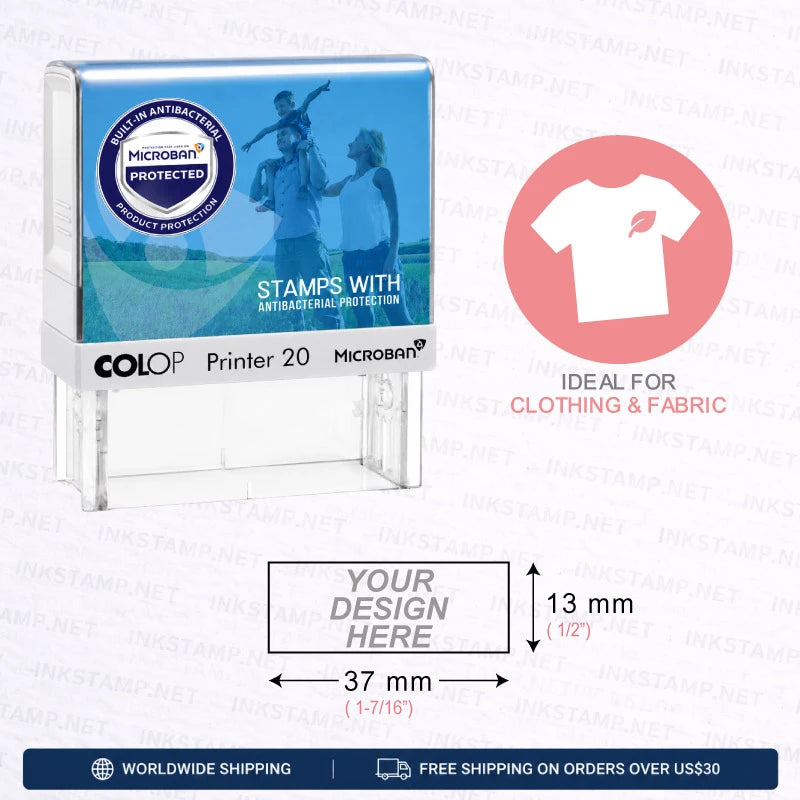 COLOP Printer 20 Microban Textile Stamp 13 x 37 mm for Clothing Labels and Fabric Marking