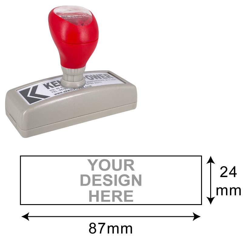 DF2891 Pre-Inked Stamp with red cap and large 24x87mm imprint area, suitable for detailed business and custom designs