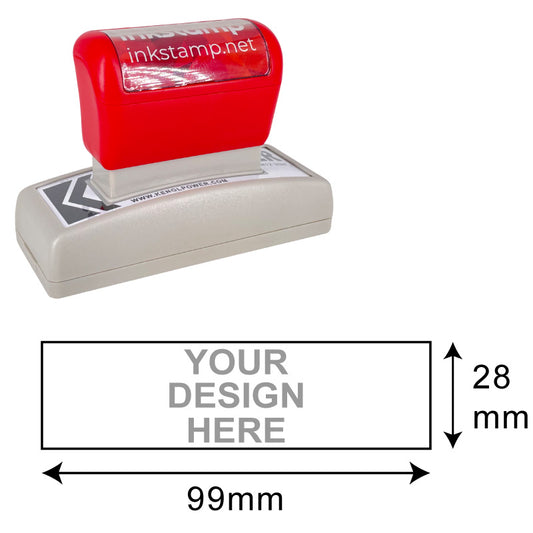 Large customizable pre-inked stamp model DF32103 with 28x99mm imprint area, ready for personalized business or organizational designs