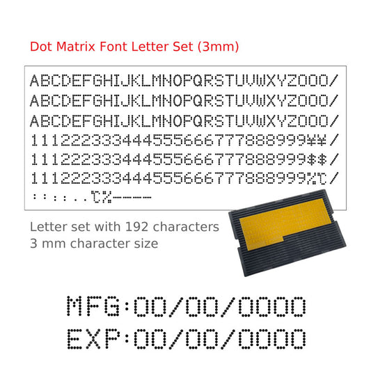 3mm Dot Matrix Letter Set for MFG/Expiry Date Imprinting - Free Shipping Over $30