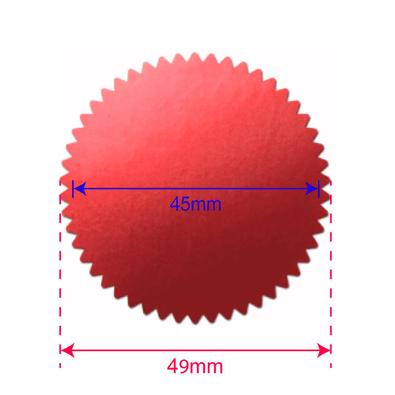 49mm embossed seal stickers in red