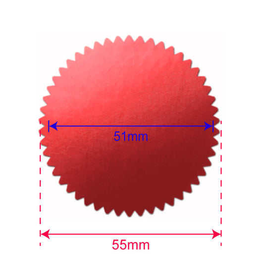 55mm embossed seal stickers in red