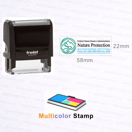 Trodat Printy 4913 multicolor self-inking stamp with 58 × 22 mm imprint size and logo design sample