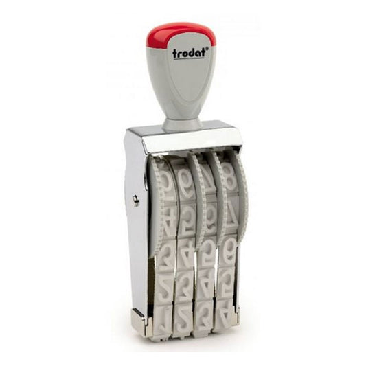 Trodat 15154 red and grey manual number stamp with multiple number bands for custom configurations.