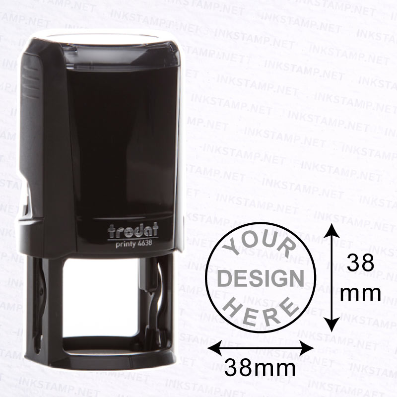 Trodat TR-4638 stamp with 38mm diameter impression size diagram for circular design
