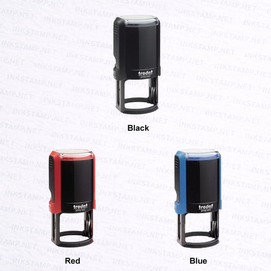Trodat TR-4642 self-inking stamp available in black red and blue casing colors