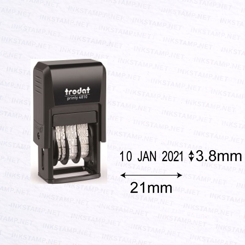 Trodat TR-4810 adjustable date self-inking stamp for clean and compact date marking on office documents
