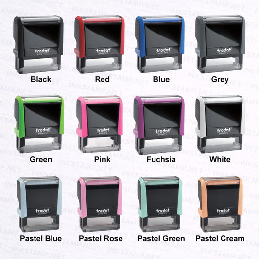 Trodat TR-4912 available in multiple ink pad colors including black red blue green pink and sky blue