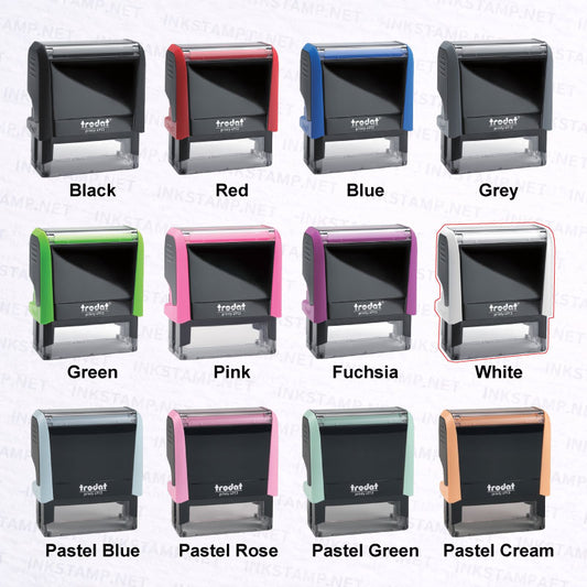 Trodat TR-4913 available in multiple ink pad colors including black red blue green pink and sky blue