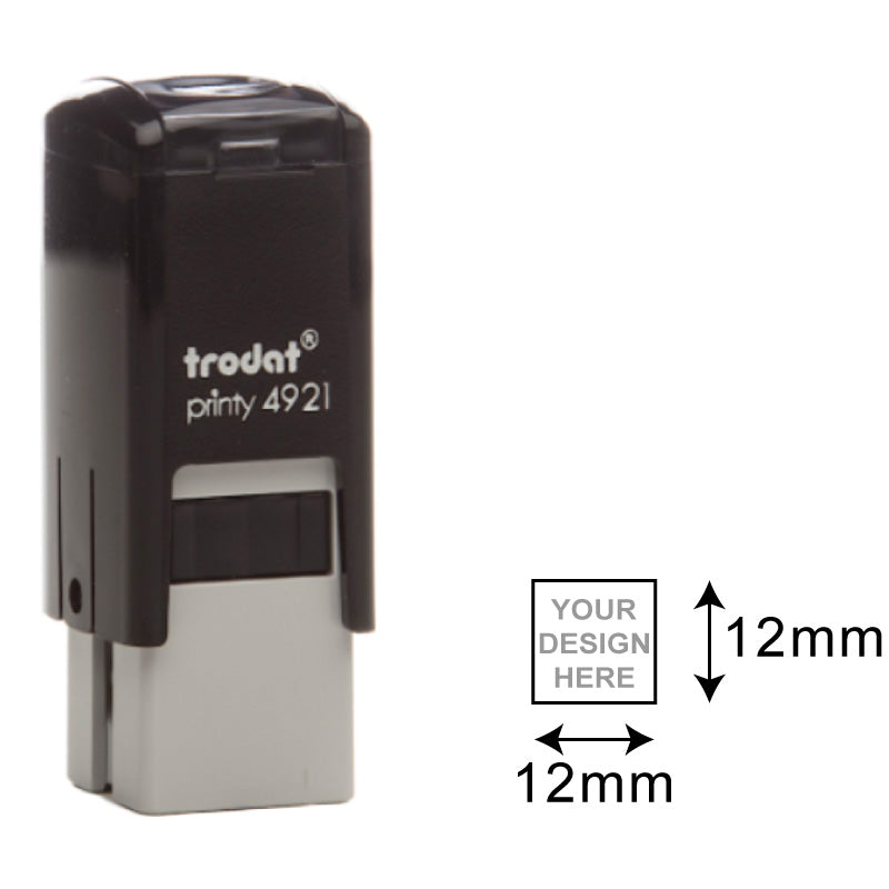 Trodat Printy TR-4921 (12 x 12 mm) Self-Inking Stamp - A compact self-inking stamp with a square 12 x 12 mm impression area, designed for clear and professional impressions.