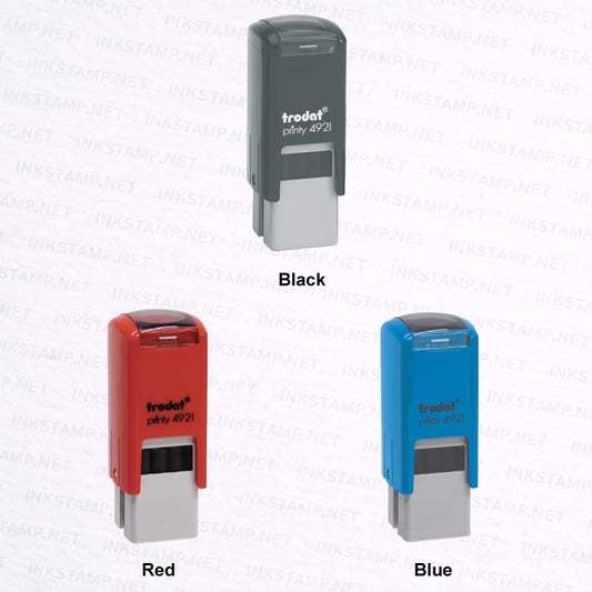 Trodat TR-4921 self-inking stamp available in black red and blue casing colors