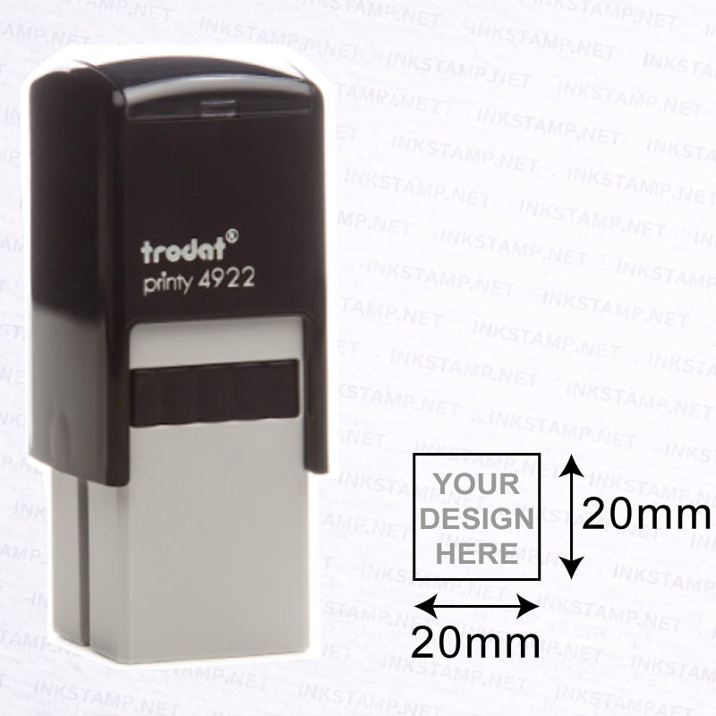 Trodat TR-4922 stamp with 20mm x 20mm impression size diagram for compact design
