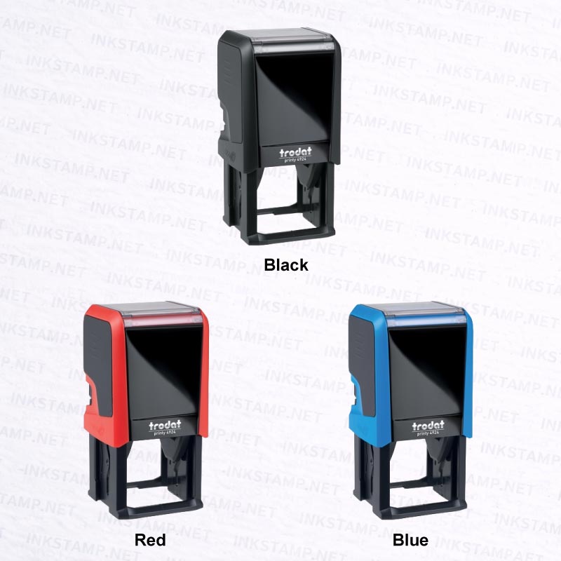 Trodat TR-4924 self-inking stamp available in black red and blue casing colors