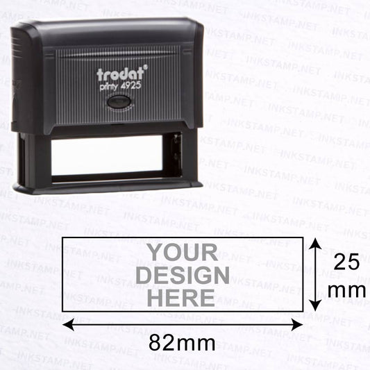 Trodat TR-4925 stamp with 82mm x 25mm impression size diagram for large rectangular design