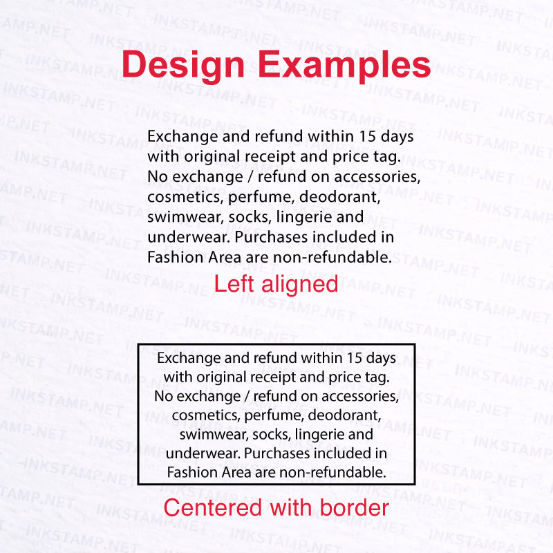 Trodat TR-4926 self-inking stamp design examples including logo and large layout