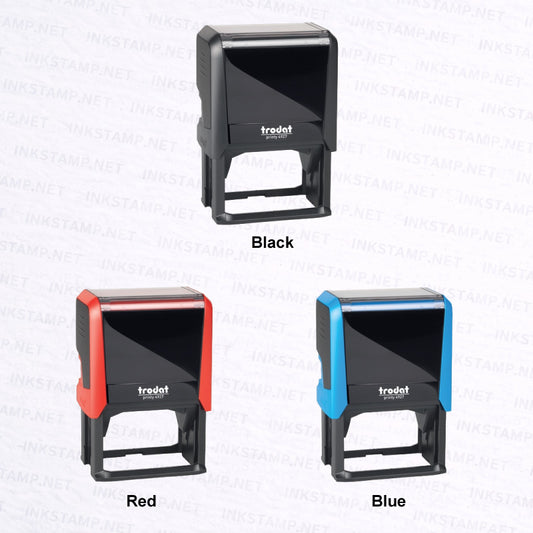 Trodat TR-4927 self-inking stamp available in black red and blue casing colors