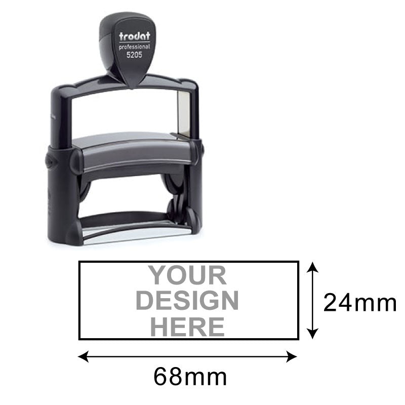 Trodat Professional TR-5205 Heavy-Duty Stamp (24 x 68 mm) - A robust and durable heavy-duty stamp designed for professional use with a rectangular 24 x 68 mm impression area.