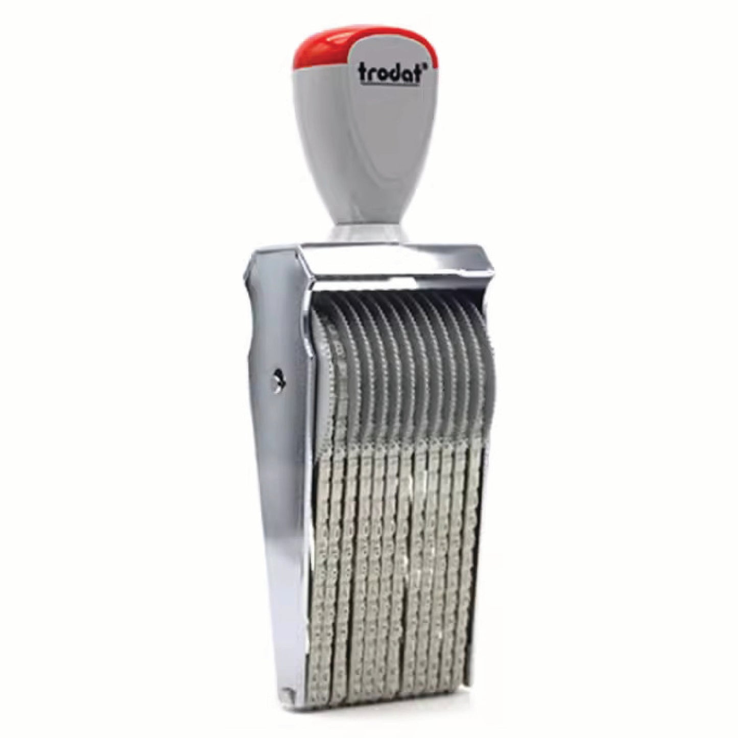 Trodat TR-3/12A adjustable character stamp, red handle, 12-band numbering and lettering stamp, 3 mm characters
