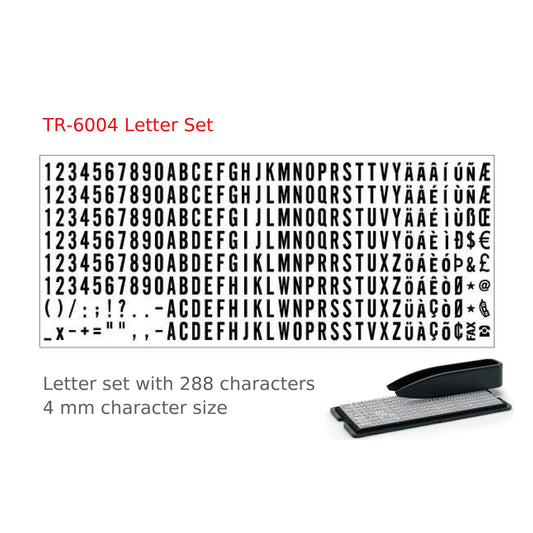 Trodat Letter Set TR-6004 for Do-It-Yourself Typo Printing Kit, 4mm Letters