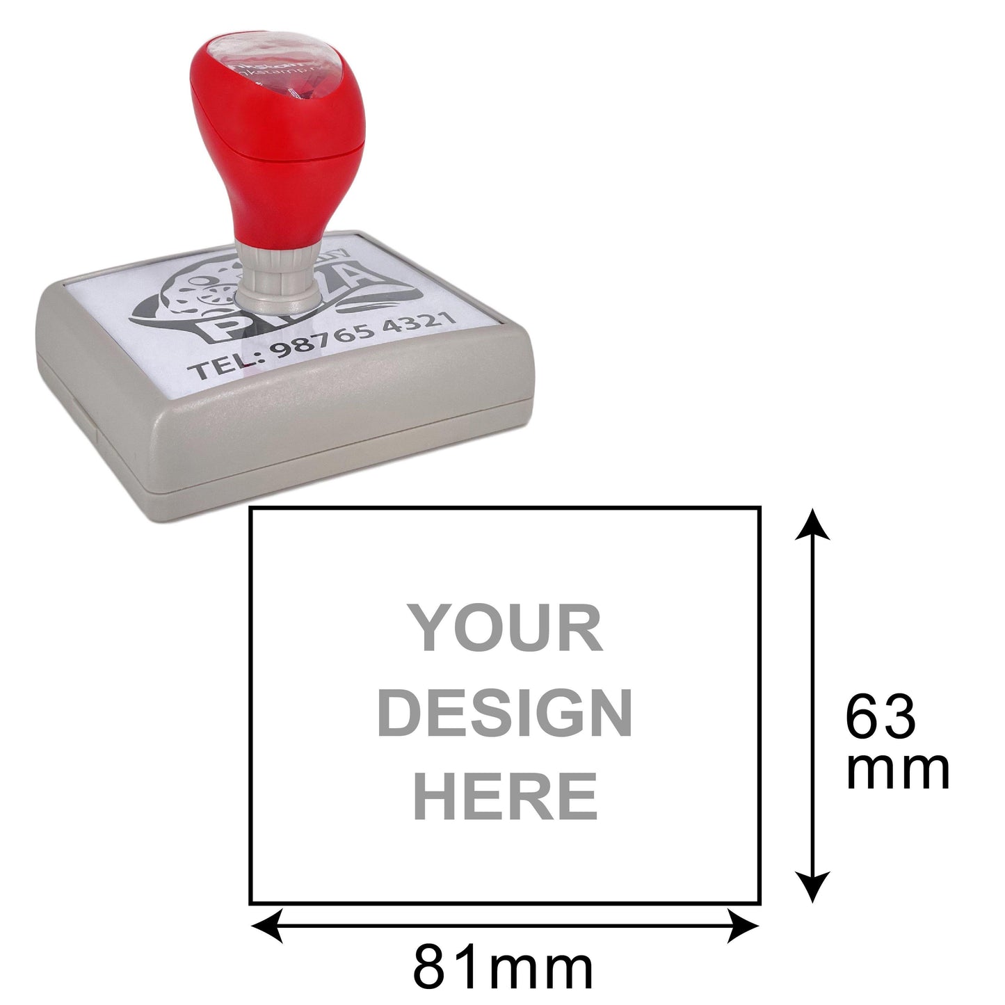 DF6785 Pre-Inked Stamp - Efficient, Compact, Customizable - 63x81mm Impression Area
