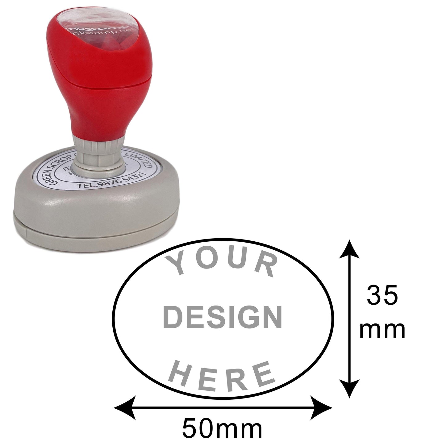 DFOV54 Pre-Inked Stamp - Efficient, Compact, Customizable - 29x41mm Oval Impression Area