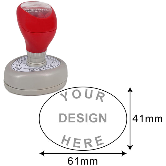 DFOV65 Pre-Inked Stamp - Efficient, Compact, Customizable - 41x61mm Oval Impression Area